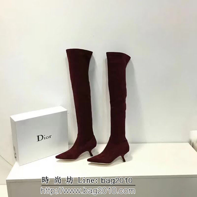 DIOR迪奧 黑色真皮絨 時尚百搭 過膝長靴 QZS2529